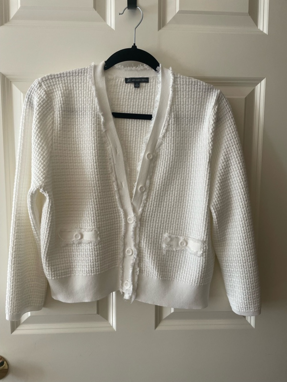 Adrianna Papell white Waffle Knit Button-Front Cardigan